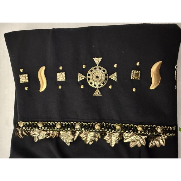 Vintage 80's Women's Plus 3X Top Black w/ Metal Embellishment & Art to Wear - Picture 13 of 16